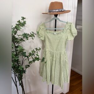 In Loom Light Green Puff Sleeve Dress nwt
